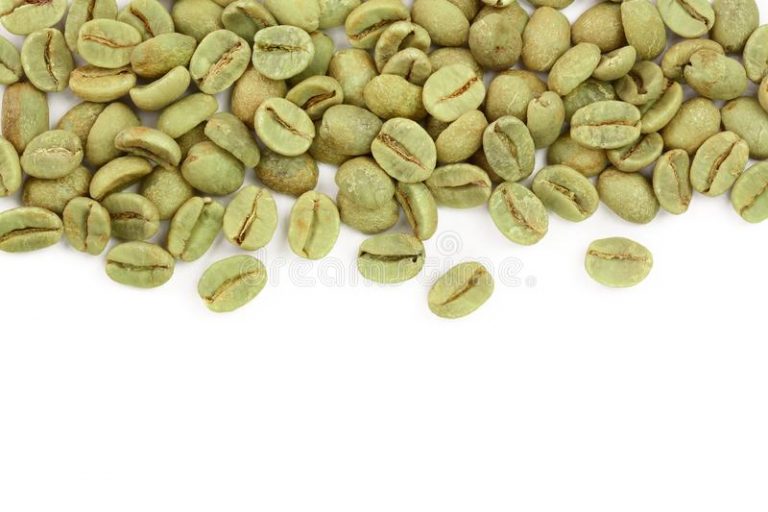 green-coffee-beans-isolated-white-background-copy-space-your-text-top-view-flat-lay-133404644